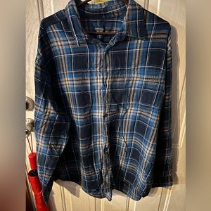 Faded glory mens long sleeve flannel 3XL blue gray navy white
